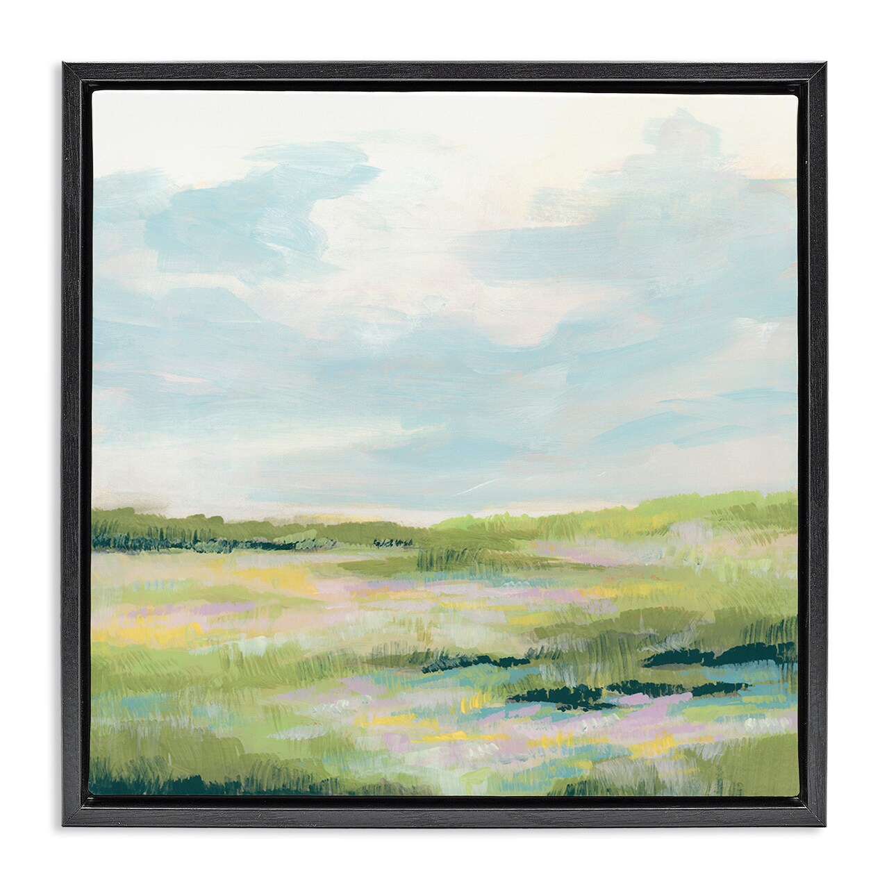 Stupell Industries Pastel Meadow Landscape Framed Floater Canvas Wall Art Design by June Erica Vess
